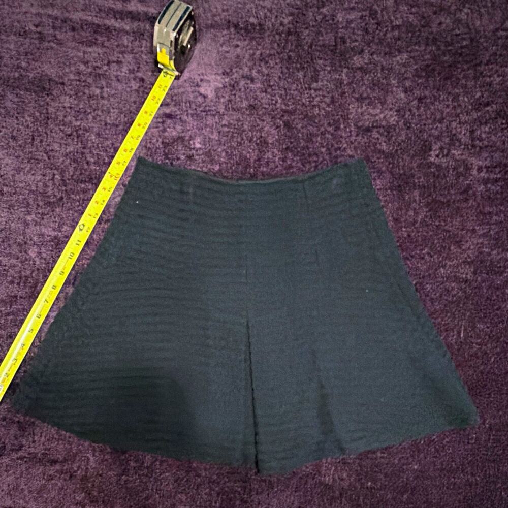 Theory Women's Black Knit Pleated A-Line Short Skirt Size 10 Zip Closure
